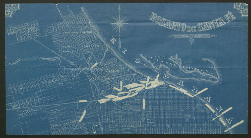 Rosario, Sante Fé, Argentina. Blueprint showing railway lines/sidings c1920 map