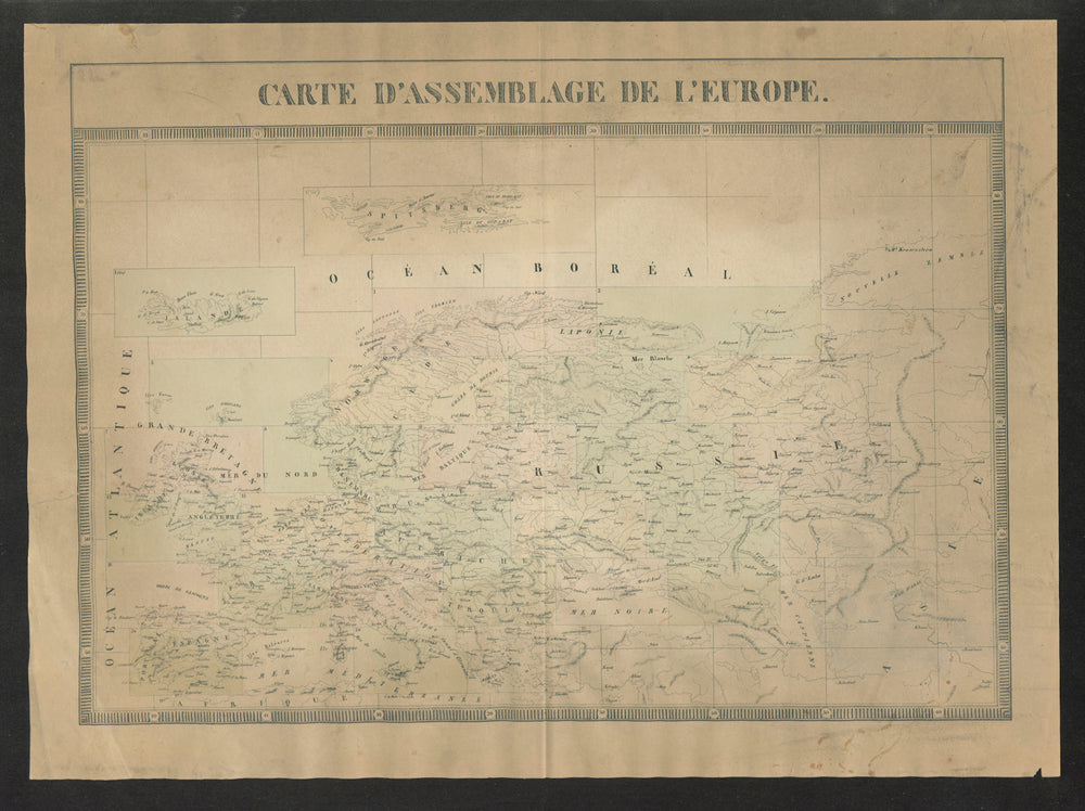 "Carte d'Assemblage de l'Europe. VANDERMAELEN 1827 old antique map plan chart