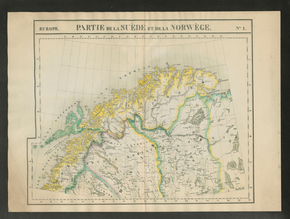 "Partie de la Suède et de la Norwège" #1 Norway Lapland. VANDERMAELEN 1827 map