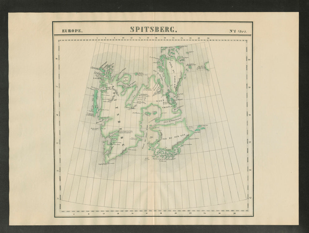 "Spitsberg" #1 (ter) Spitsbergen Svalbard Norway. VANDERMAELEN 1827 old map