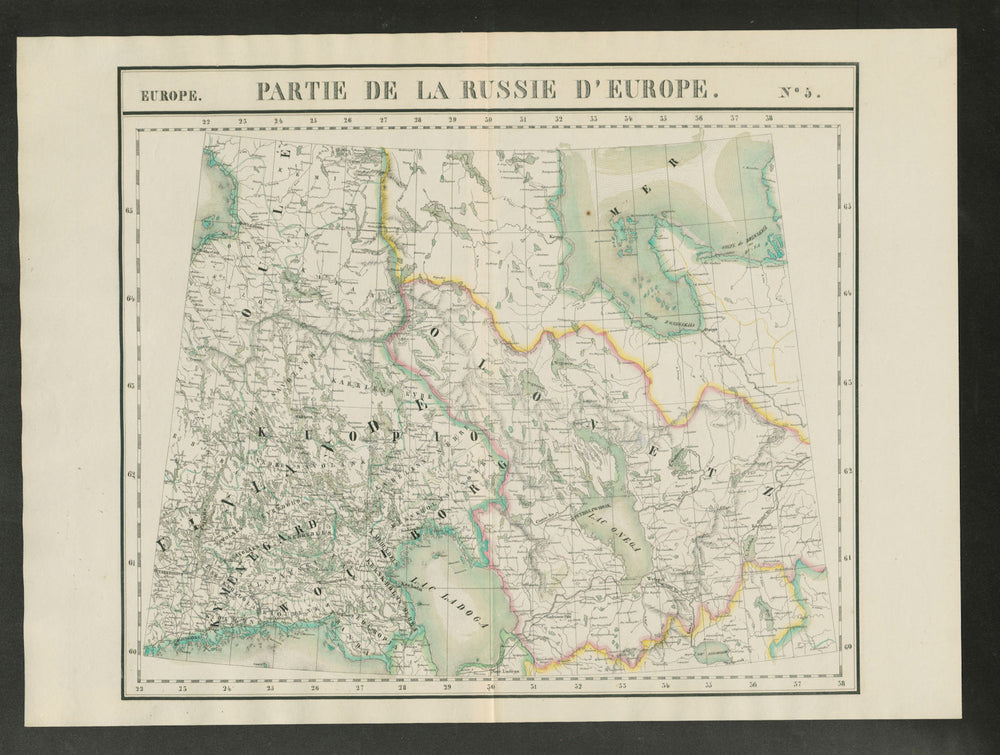 "Partie de la Russie d'Europe" #5 Finland Russia Karelia. VANDERMAELEN 1827 map