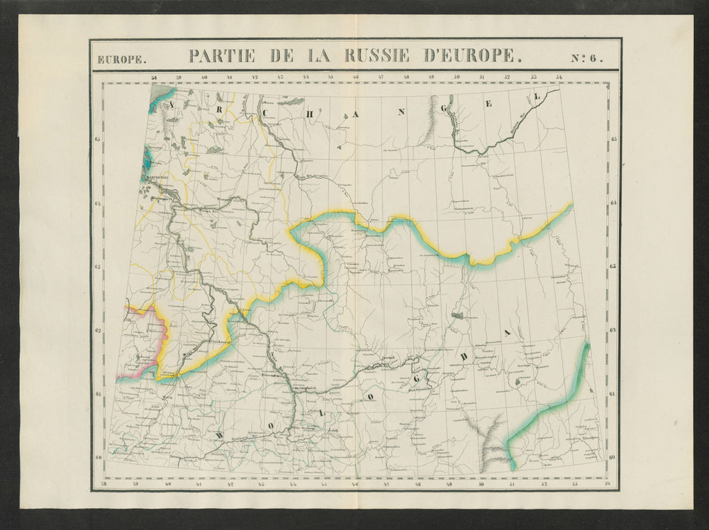 "Partie de la Russie d'Europe" #6 Archangel Vologda Russia VANDERMAELEN 1827 map