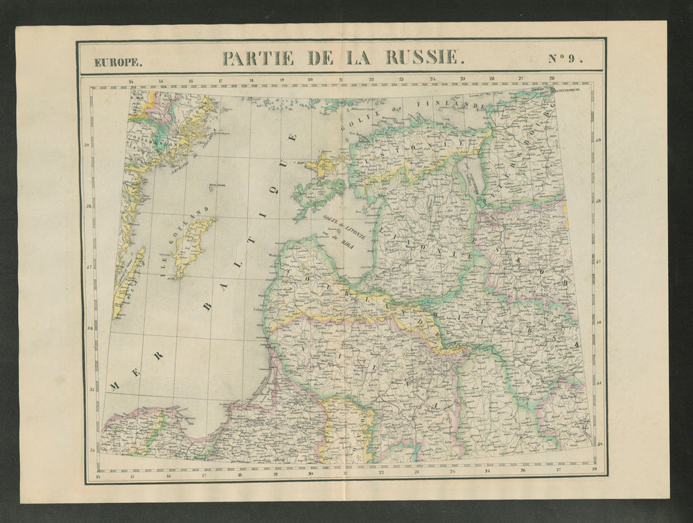 "Partie de la Russie" #9 Baltic Estonia Latvia Lithuania. VANDERMAELEN 1827 map