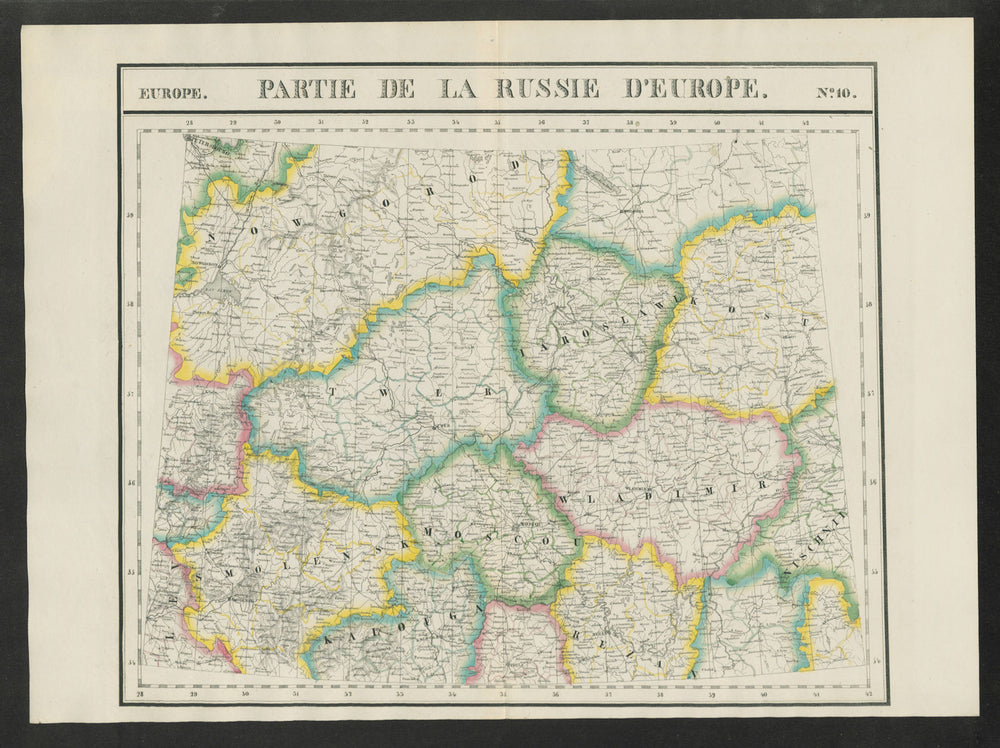 "Partie de la Russie d'Europe" #10 Central Russia. VANDERMAELEN 1827 old map