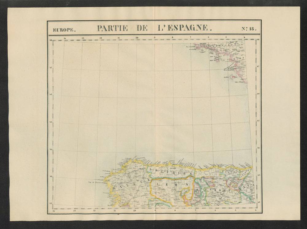 "Partie de l'Espagne" #18 NW Spain. Galicia Asturias. VANDERMAELEN 1827 map