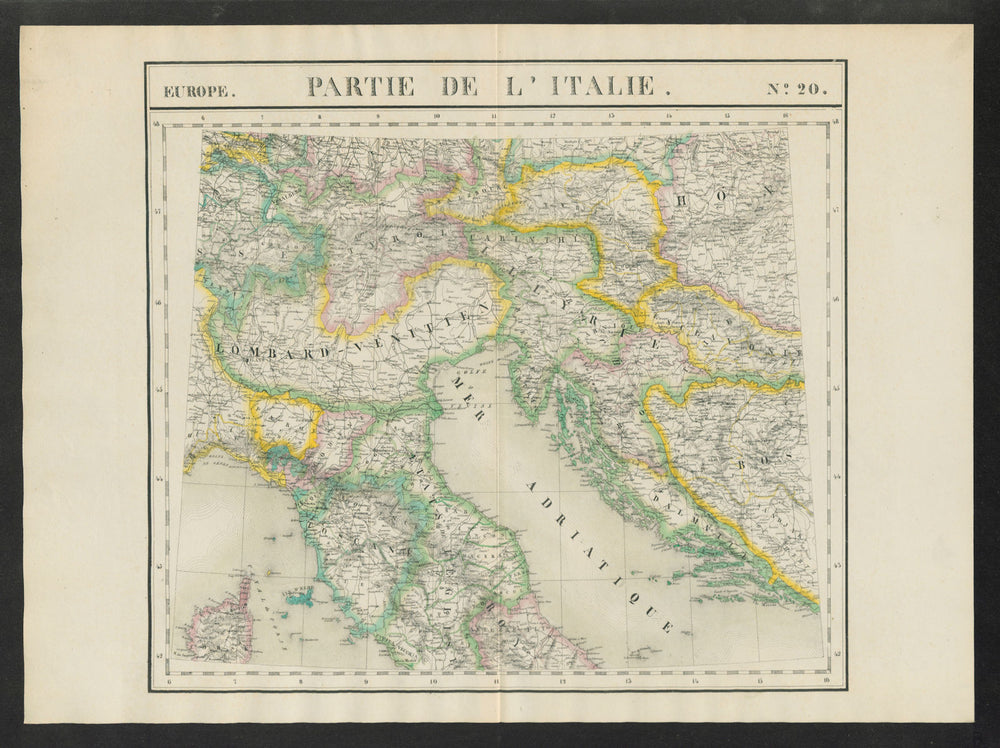 "Partie de l'Italie" #20 N Italy Switzerland Croatia. VANDERMAELEN 1827 map