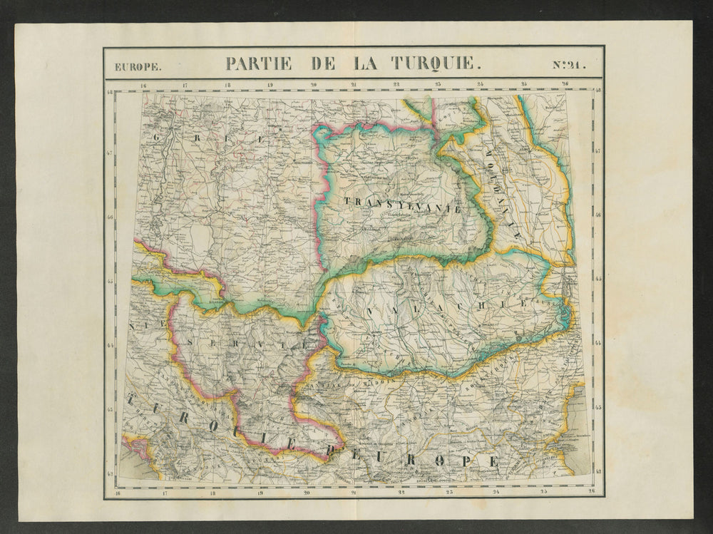 "Partie de la Turquie" #21 Romania Serbia Montenegro. VANDERMAELEN 1827 map