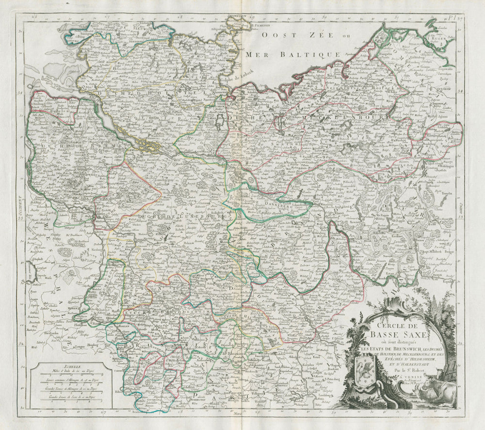 "Cercle de Basse Saxe…" Lower Saxony Mecklenburg. SANTINI / VAUGONDY 1784 map