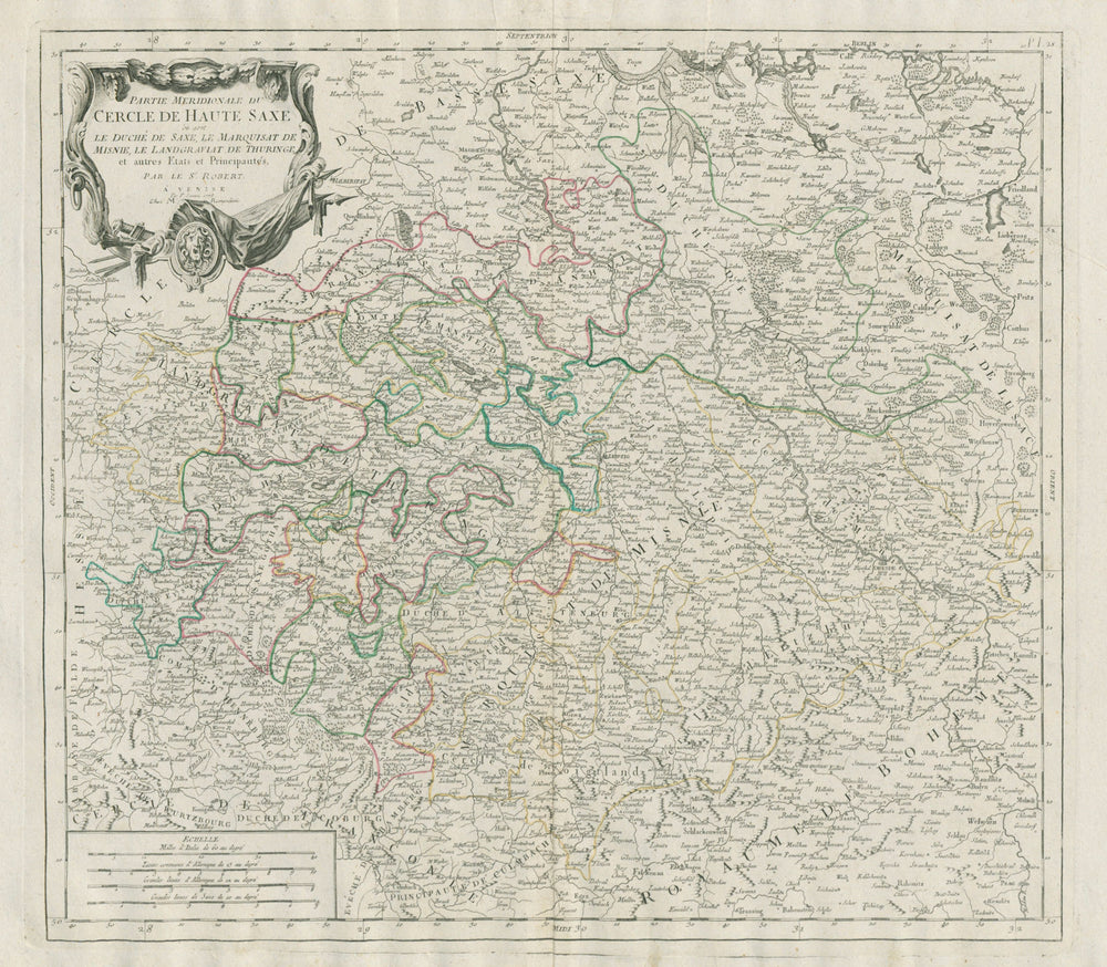 "Partie Meridionale du Cercle de Haute Saxe…" Saxony. SANTINI/VAUGONDY 1784 map