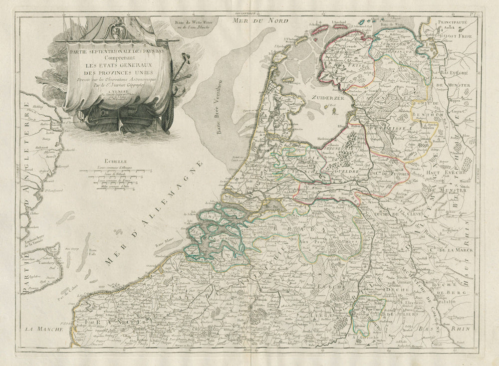 "Partie Septentrionale des Pays Bas". Netherlands. SANTINI / JANVIER 1784 map