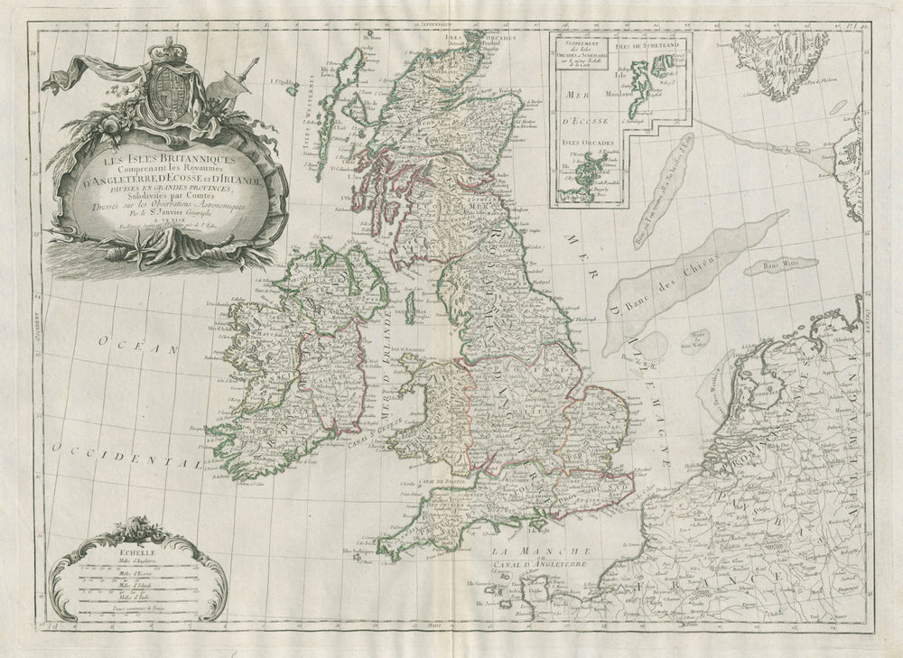 "Les Iles Britanniques comprenant…" British Isles. SANTINI / JANVIER 1784 map