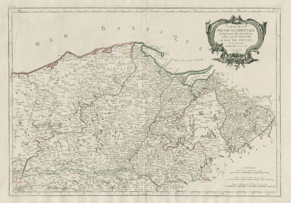 "Carte de la Prusse Occidentale…". Poland Prussia. SANTINI / HOMANN 1784 map