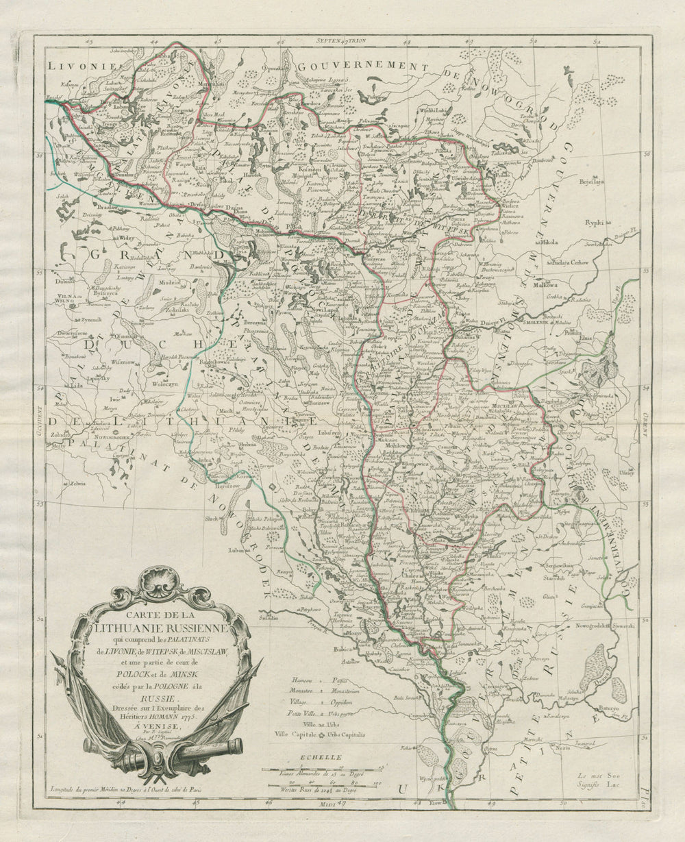 "Carte de la Lithuanie Russienne…" Belarus Lithuania. SANTINI / HOMANN 1784 map
