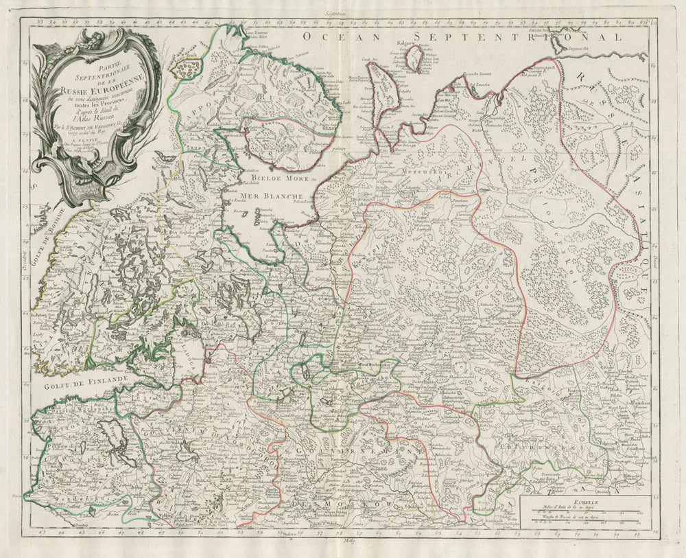 "Partie Septentrionale de la Russie Européenne…" SANTINI / VAUGONDY 1784 map