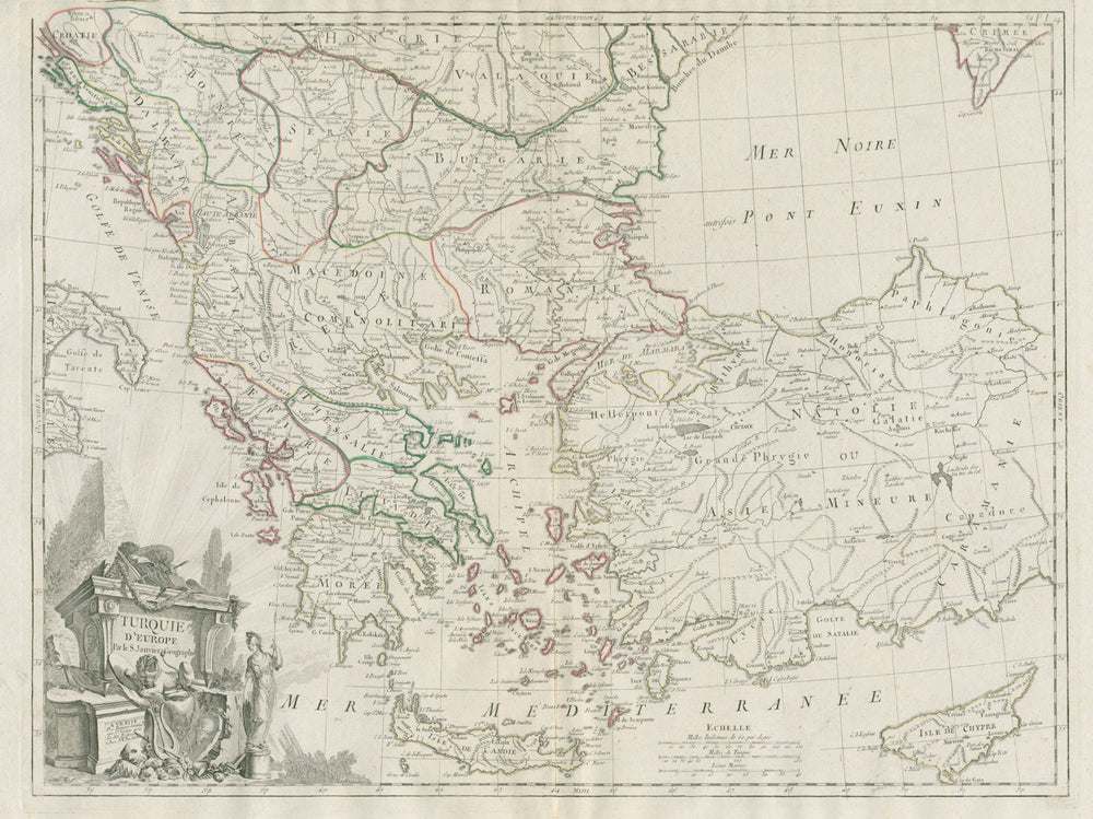 "Turquie d'Europe". Greece Balkans Anatolia. SANTINI / JANVIER 1784 old map