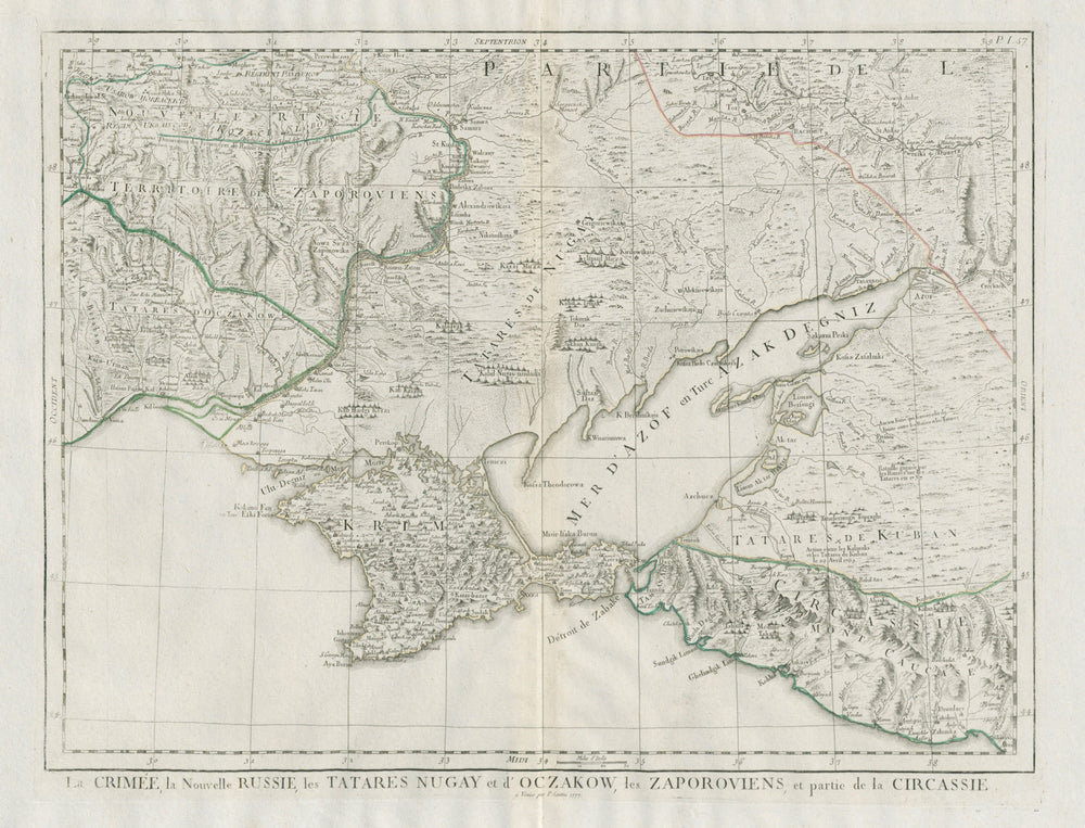 "La Crimiée, la Nouvelle Russie…" Crimea Ukraine. SANTINI/RIZZI-ZANNONI 1784 map