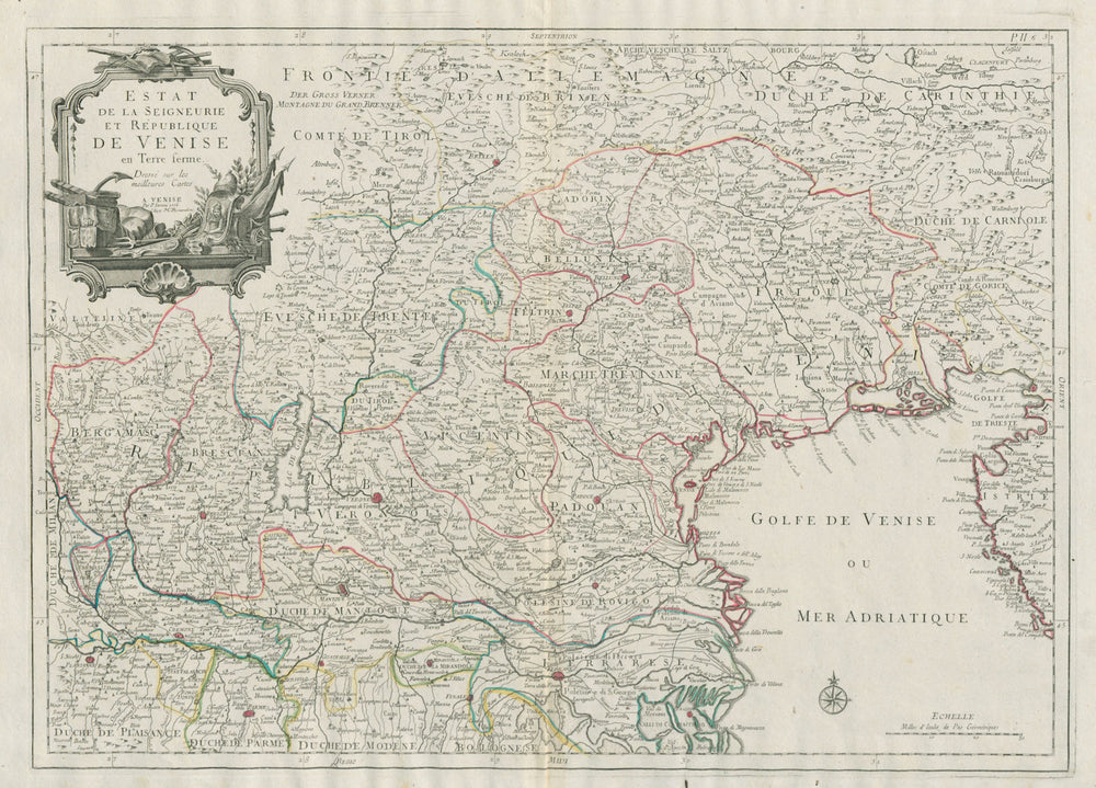 "Estat de la Seigneurie et République de Venise…" Venice. SANTINI 1784 old map