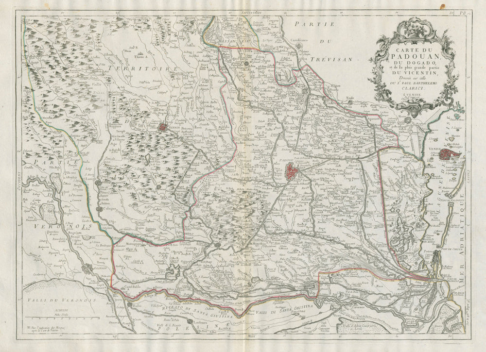 "Carte du Padouan, du Dogado et…" Padua Venice Vicenza. SANTINI/CLARICI 1784 map