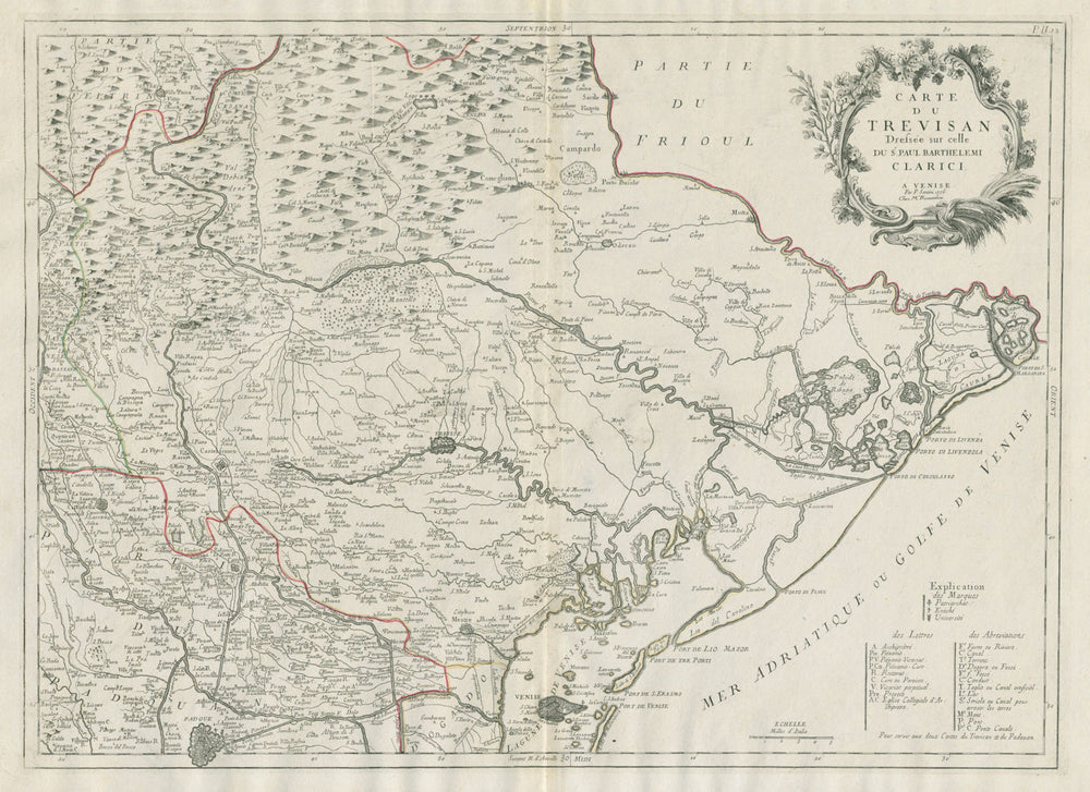 "Carte du Trevisan". Treviso Veneto Italy. SANTINI / CLARICI 1784 old map