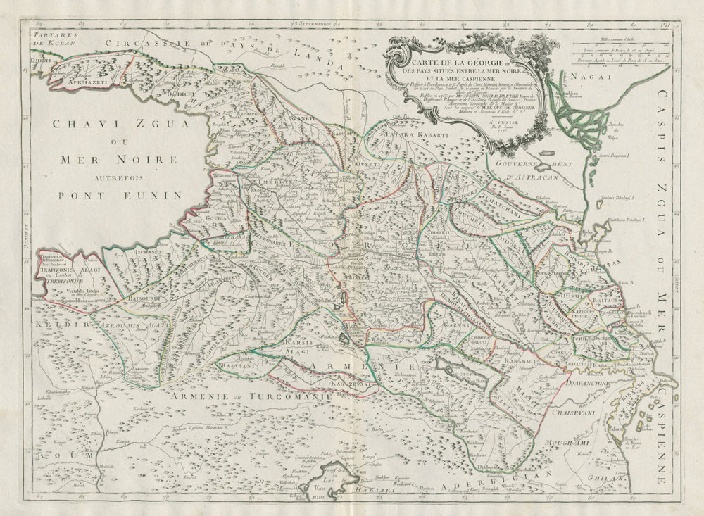 "Carte de la Géorgie…" Caucasus Georgia Caspian SANTINI / DE L'ISLE 1784 map