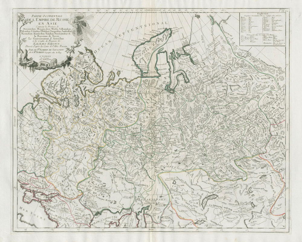 "Parte Occidentale de l'Empire de Russie en Asie…" SANTINI/VAUGONDY 1784 map