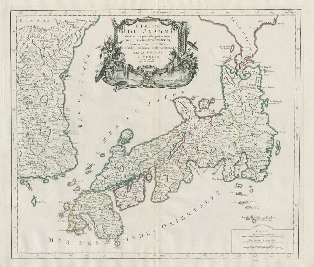 "l'Empire du Japon…" Japan. SANTINI / VAUGONDY 1784 old antique map plan chart