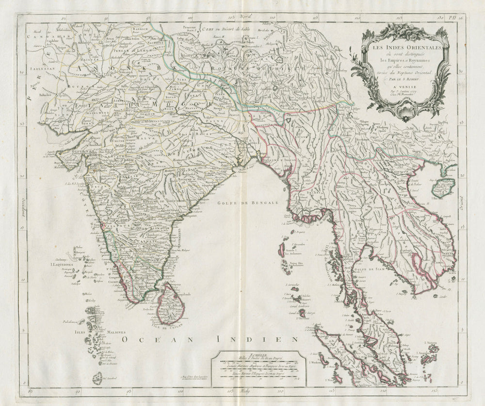 "Les Indes Orientales…" South Asia India Indochina. SANTINI / VAUGONDY 1784 map