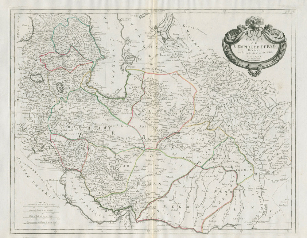 "Carte de l'Empire de Perse". Iran & Caucasus. SANTINI / D'ANVILLE 1784 map
