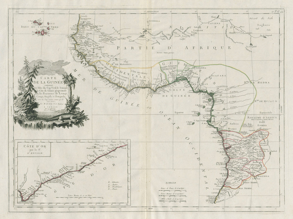 "Carte de la Guinée…" West Africa Gulf of Guinea. SANTINI / BONNE 1784 old map