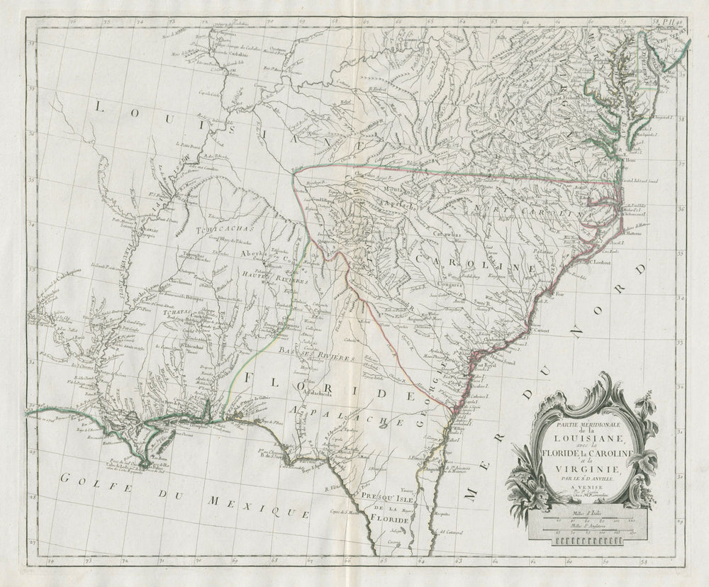 "Partie Méridionale de la Louisiane…" Floride. SANTINI / D'ANVILLE 1784 map
