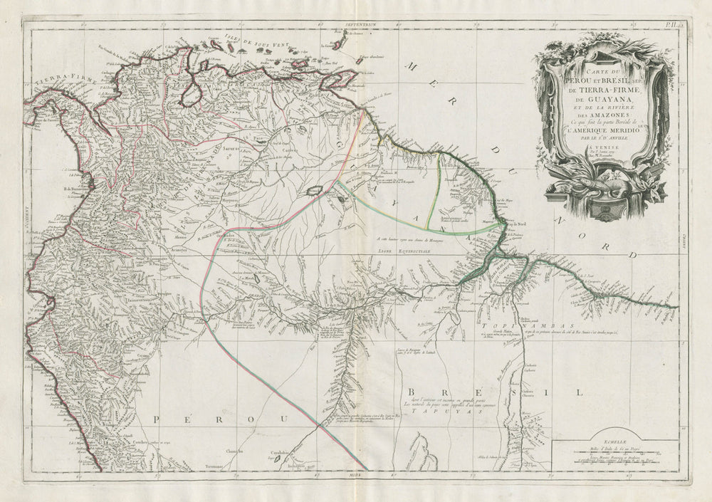 "Carte du Perou et Brésil Sepl. de Tierra-Firme…" SANTINI / D'ANVILLE 1784 map