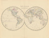 The World in Twin Hemispheres 50x60cm. JOHNSTON 1879 old antique map chart