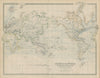 The World on Mercator's Projection. Steamer routes 50x60cm. JOHNSTON 1879 map
