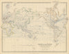 The World on Mercator's Projection. Steamer routes 50x60cm. JOHNSTON 1879 map