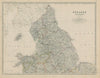 England and Wales (Northern Sheet). UK. 50x60cm. JOHNSTON 1879 old antique map