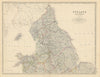 England and Wales (Northern Sheet). UK. 50x60cm. JOHNSTON 1879 old antique map