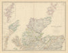 Scotland (North). Scottish Highlands & Islands. 50x60cm. JOHNSTON 1879 old map