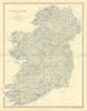 Ireland showing provinces & counties. Large 50x60cm. JOHNSTON 1879 old map