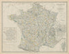 France in Departments. Departements. Large 50x60cm. JOHNSTON 1879 old map