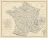 France in Departments. Departements. Large 50x60cm. JOHNSTON 1879 old map