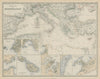 Mediterranean Sea. Marseilles Genoa Trieste Valetta. 50x60cm. JOHNSTON 1879 map