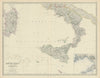 South Italy and Sardinia. Bay of Naples. Large 50x60cm. JOHNSTON 1879 old map