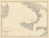 South Italy and Sardinia. Bay of Naples. Large 50x60cm. JOHNSTON 1879 old map