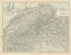 Switzerland. Savoie & Piedmont Alps. Italian Lakes. 50x60cm. JOHNSTON 1879 map