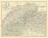 Switzerland. Savoie & Piedmont Alps. Italian Lakes. 50x60cm. JOHNSTON 1879 map