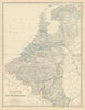 Belgium, Netherlands & Luxembourg. Benelux. Large 50x60cm. JOHNSTON 1879 map