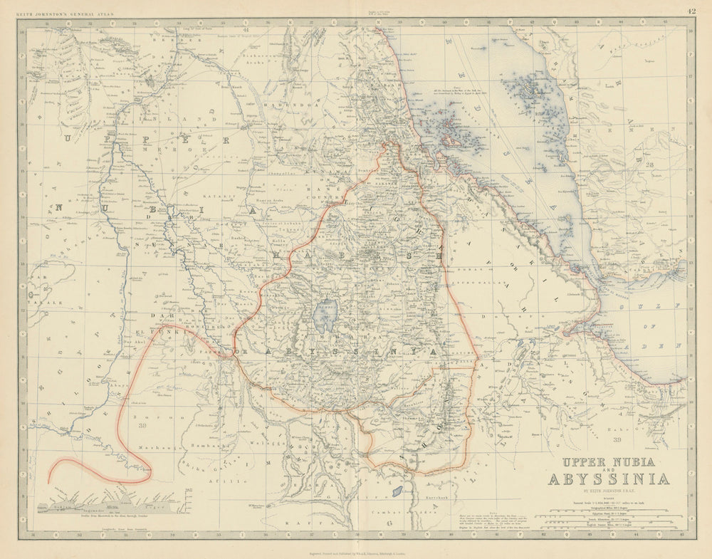 Upper Nubia and Abyssinia. Ethiopia Sudan Eritrea. 50x60cm. JOHNSTON 1879 map