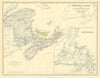 Dominion of Canada (East). Maritimes. Newfoundland. 50x60cm. JOHNSTON 1879 map