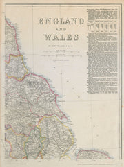 ENGLAND NORTH EAST COAST Lincs Yorks Durham Northumbs. >Berwick WELLER c1863 map