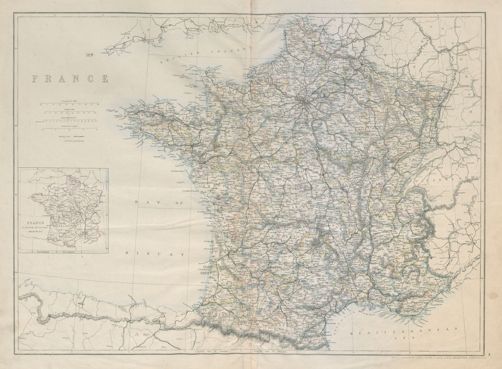 FRANCE in departements. Railways complete/under construction. JW LOWRY c1863 map